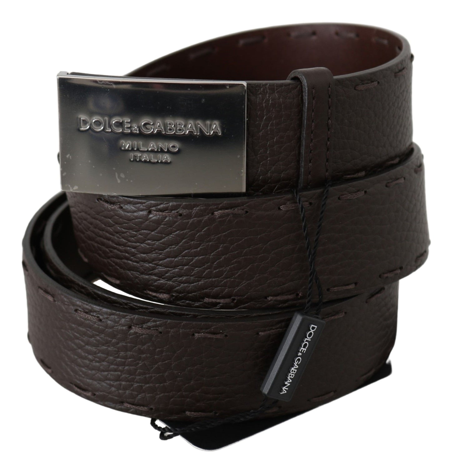 Brown Pattern Leather DG Logo Buckle Belt