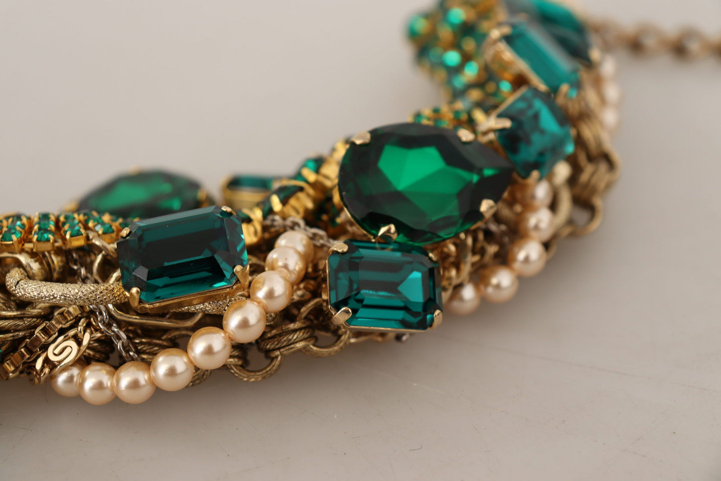 Opulent Gold Tone Crystal Statement Necklace