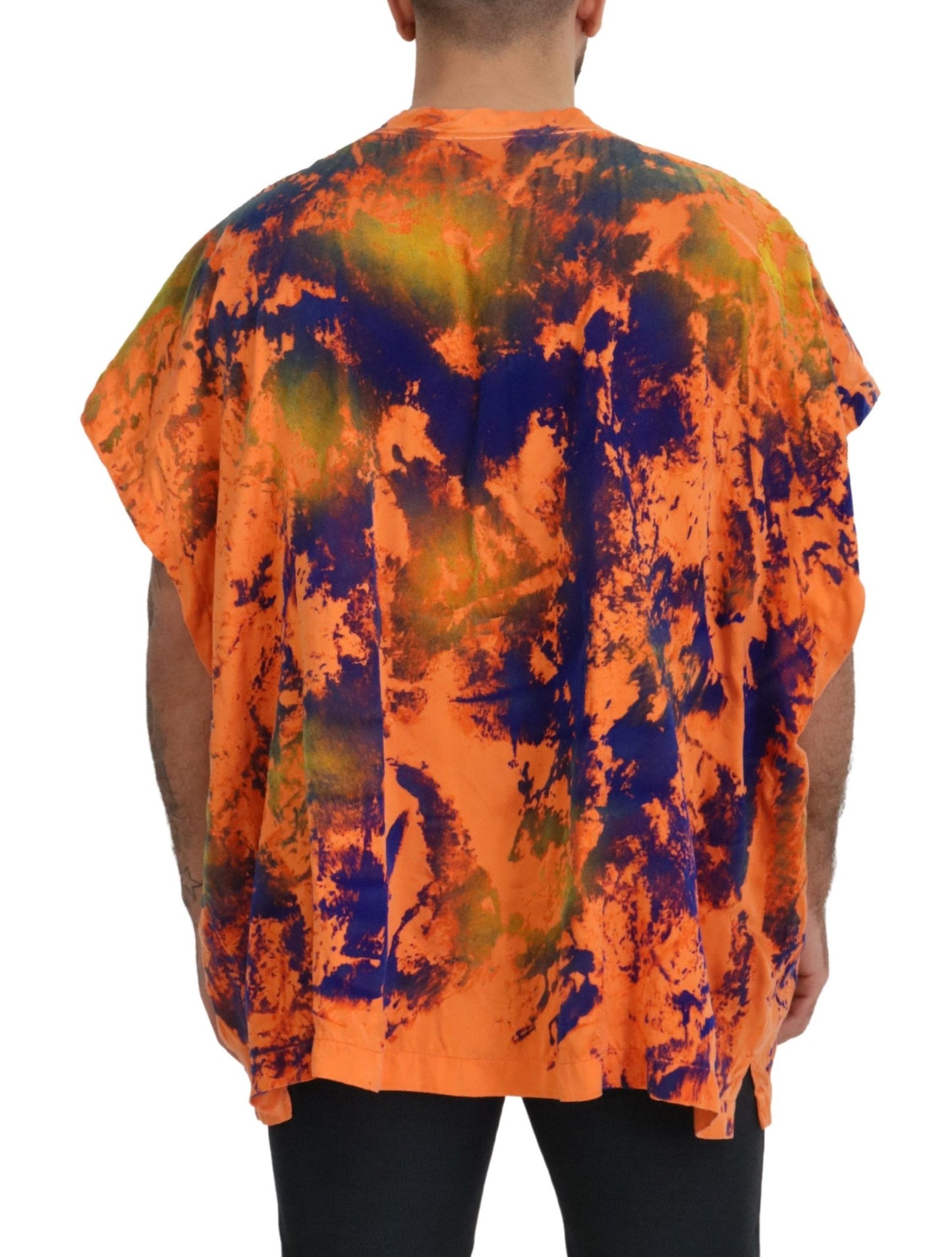 Elegant Orange Tie Dye Silk T-Shirt