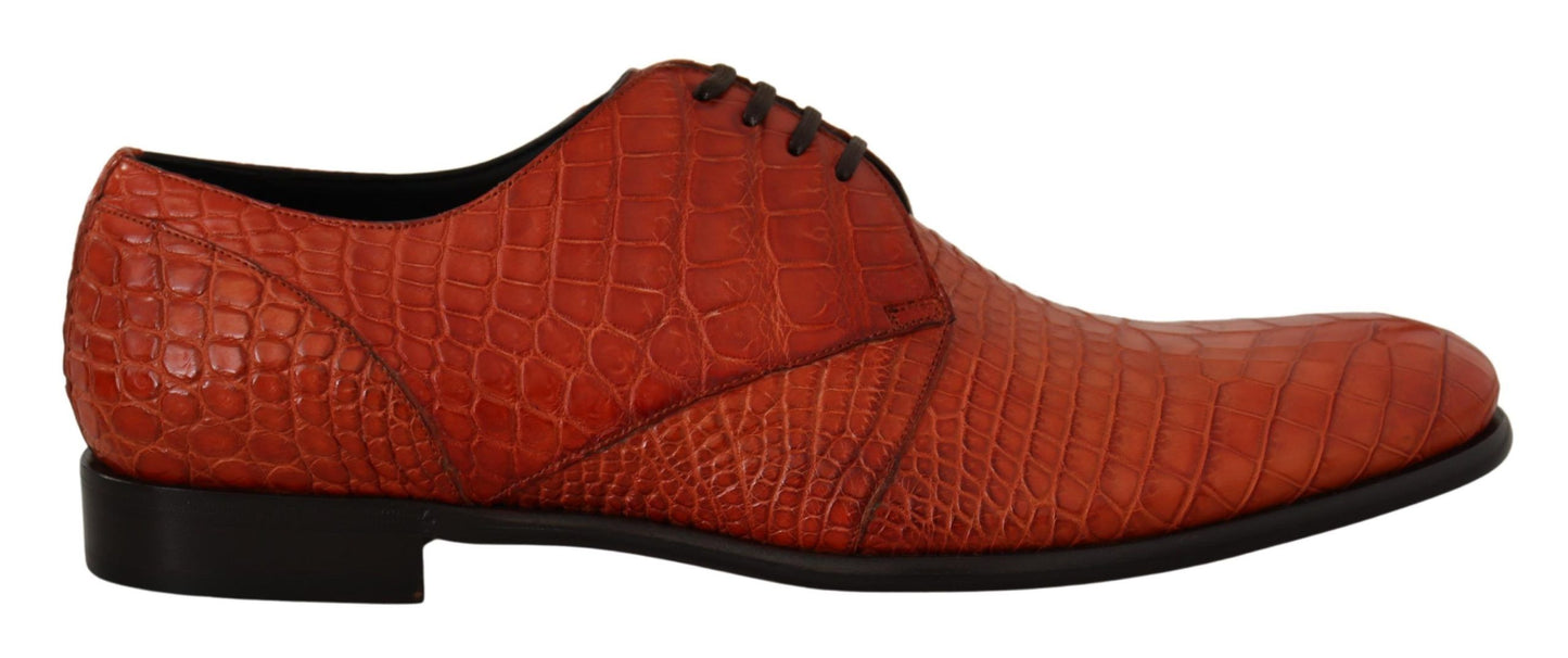 Exotic Orange Croc Leather Laceup Dress Shoes