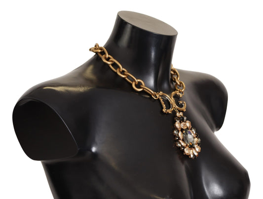 Elegant Gold Statement Necklace with Crystals