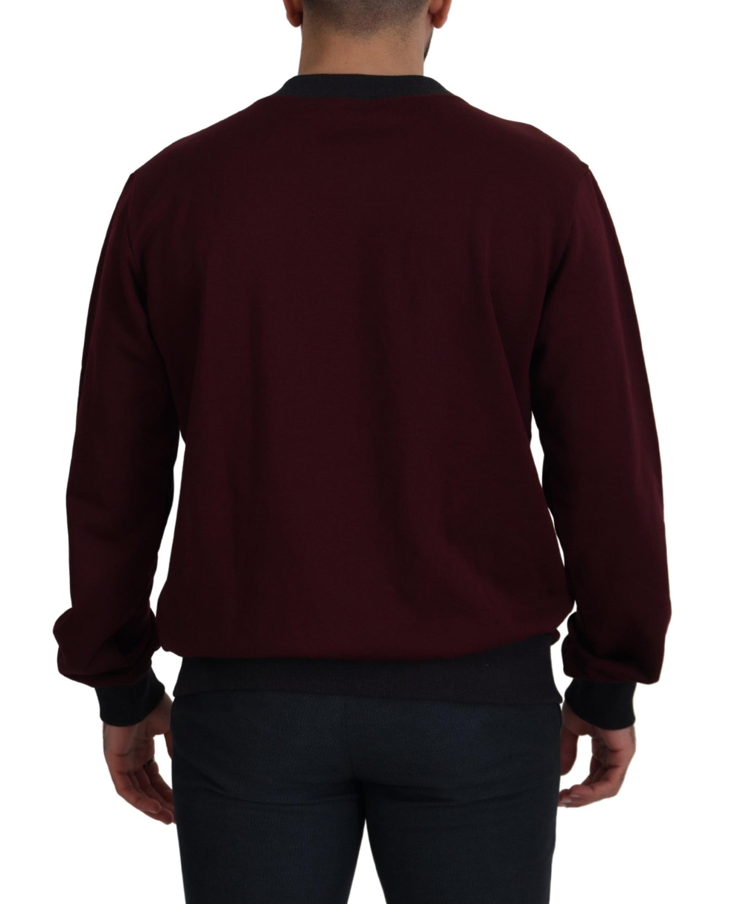 Maroon Cotton Crewneck Pullover Sweater