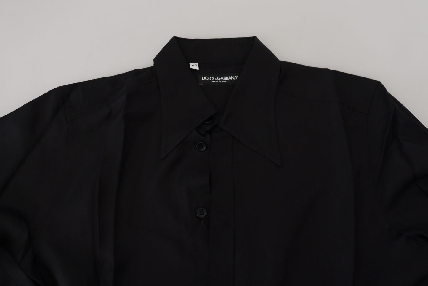 Sleek Silk Black Dress Shirt Slim Fit