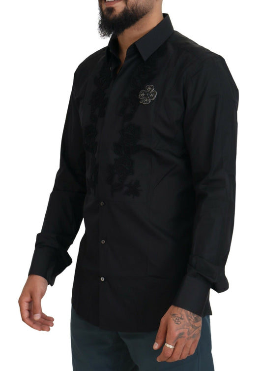 Elegant Slim Fit Formal Black Dress Shirt