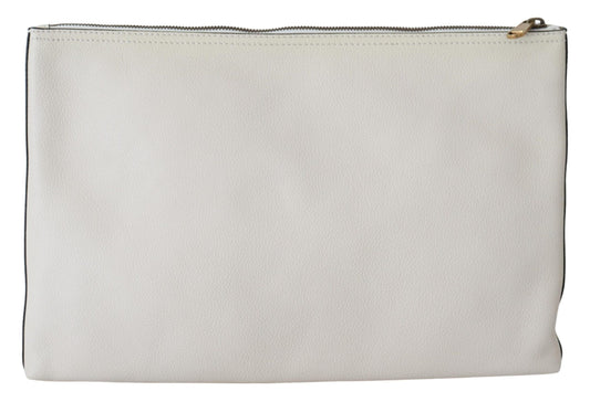 Sleek Pebbled Leather Clutch Bag – Elegant White