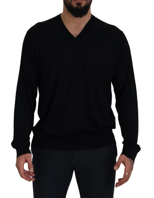 Elegant V-Neck Silk Pullover Sweater