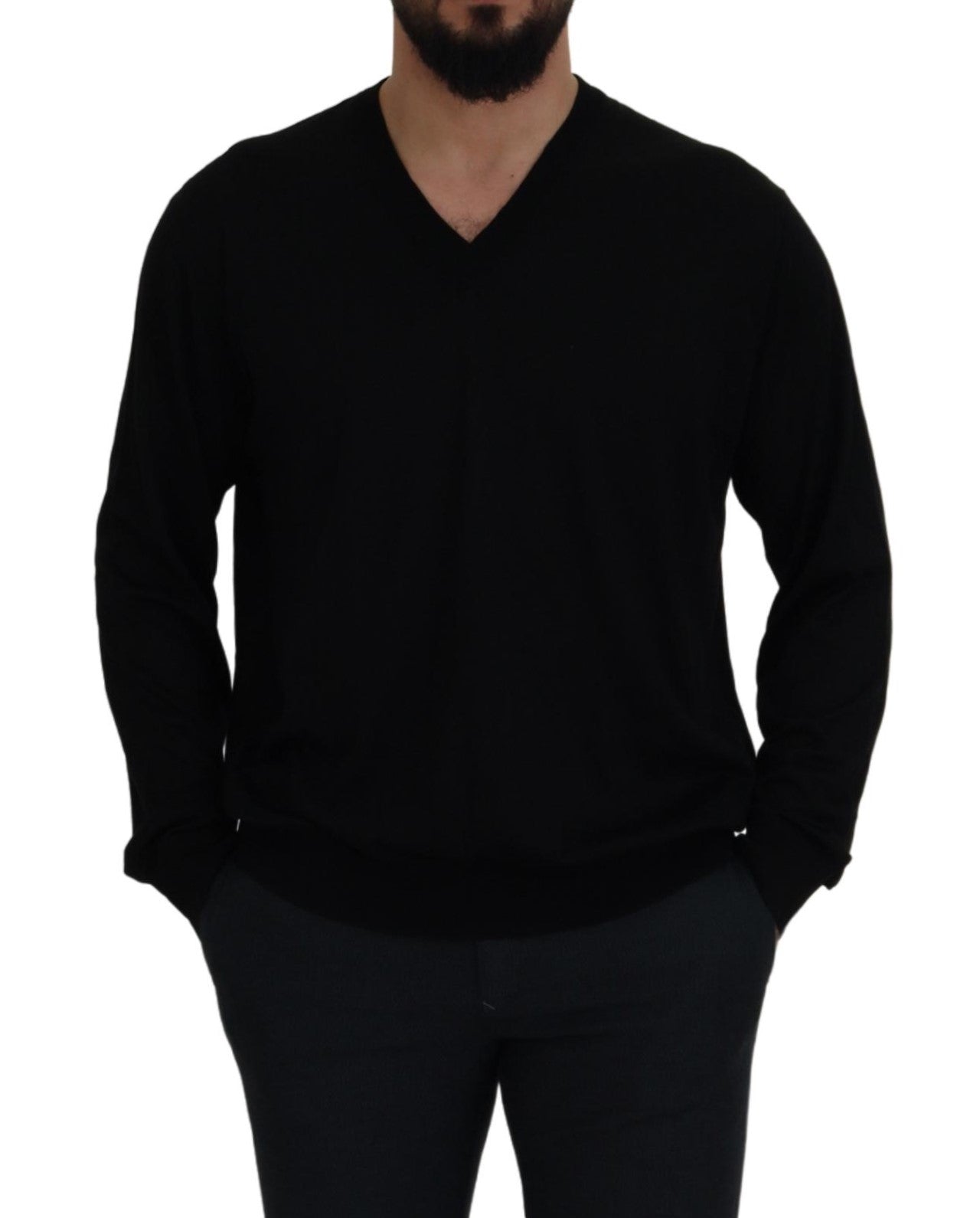 Elegant V-Neck Silk Pullover Sweater