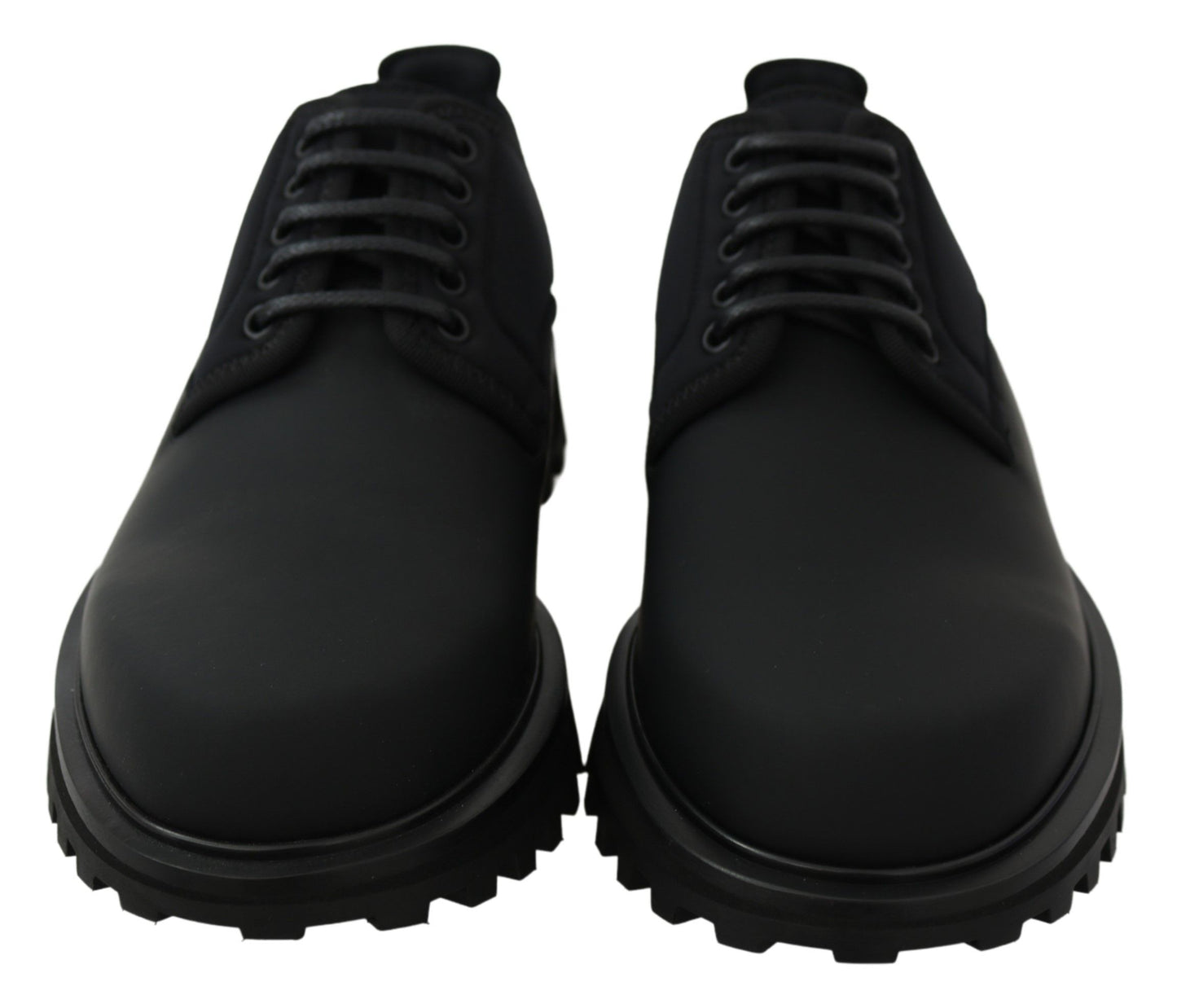Elegant Black Calfskin Derby Shoes
