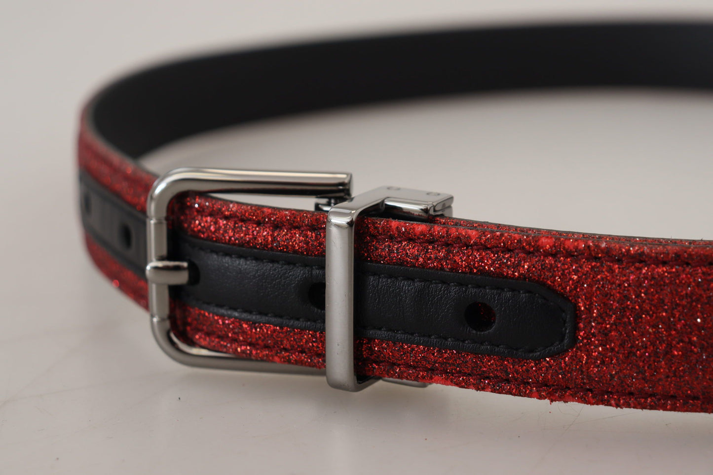 Elegant Red Leather Classic Belt