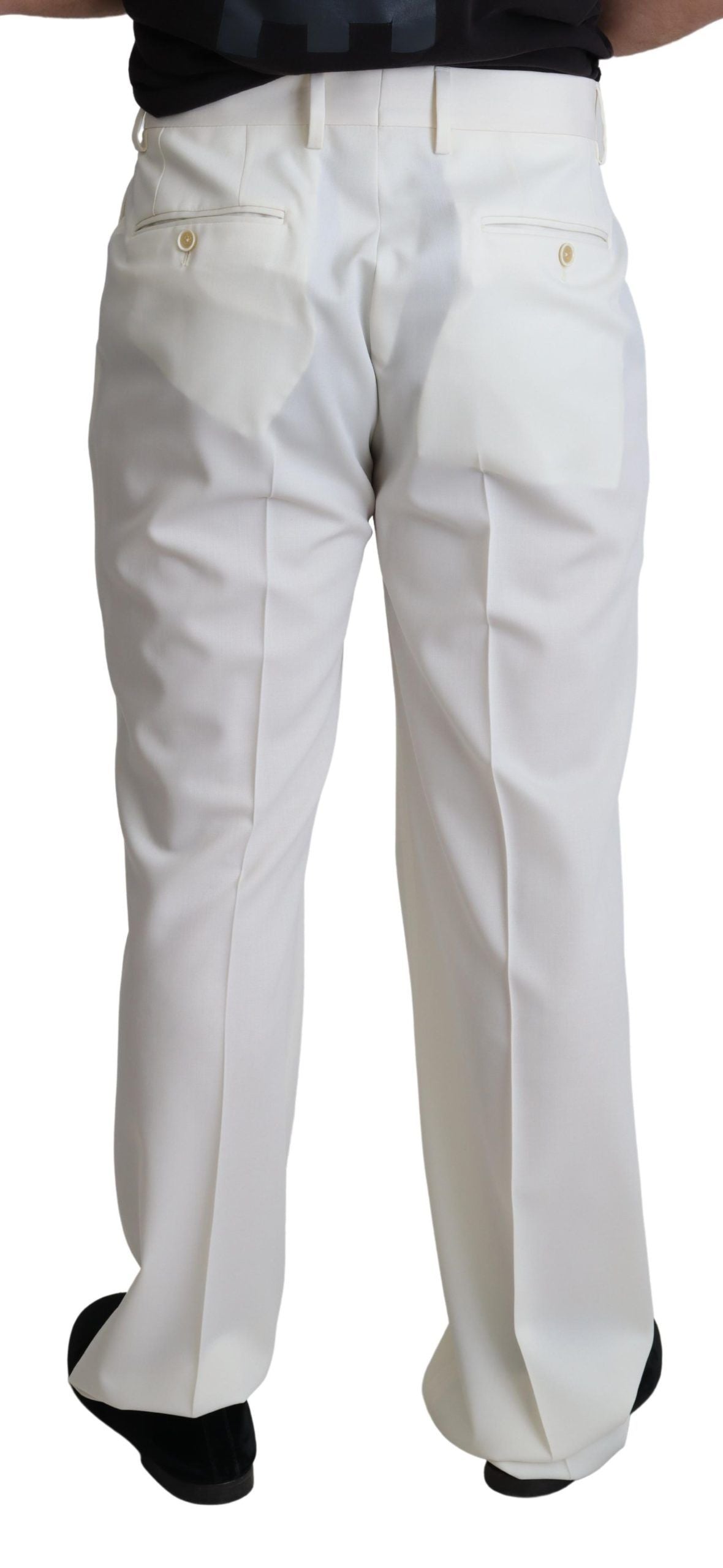 Elegant White Wool Dress Trousers for Men