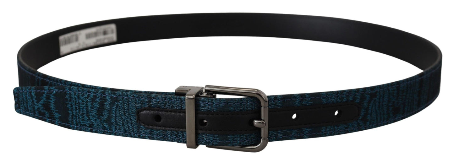 Elegant Blue Jacquard Designer Belt