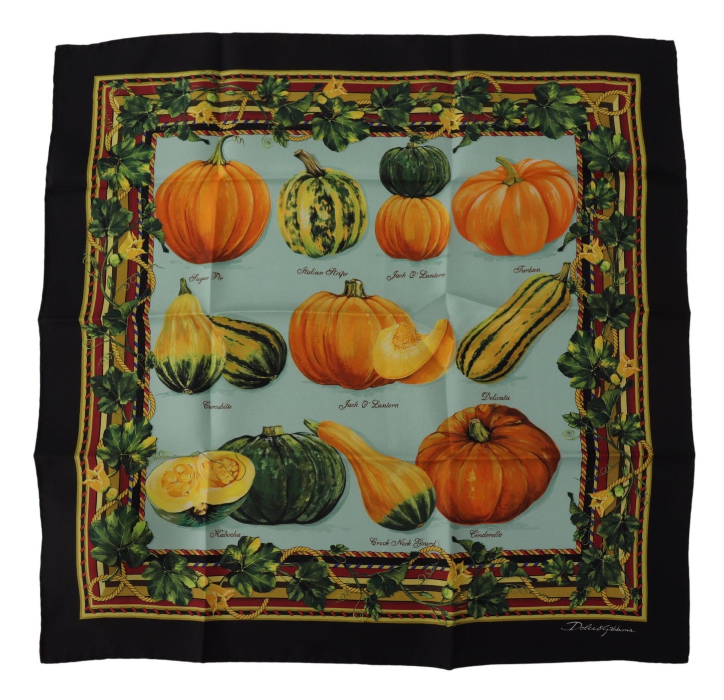 Chic Silk Square Scarf with Vegetable Print