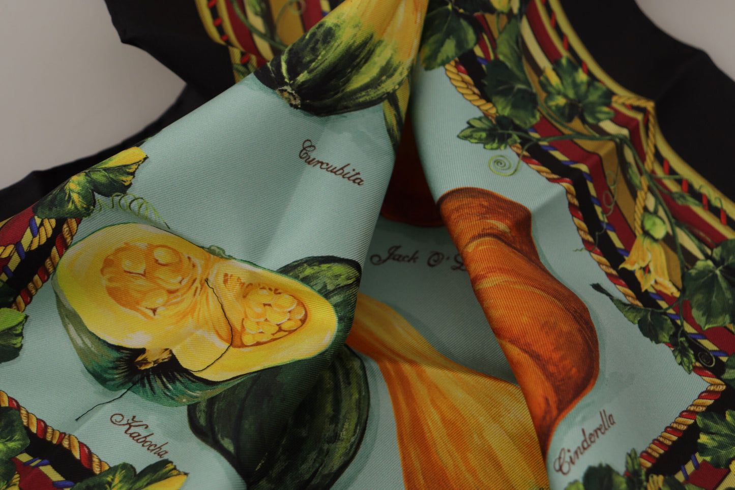 Chic Silk Square Scarf with Vegetable Print
