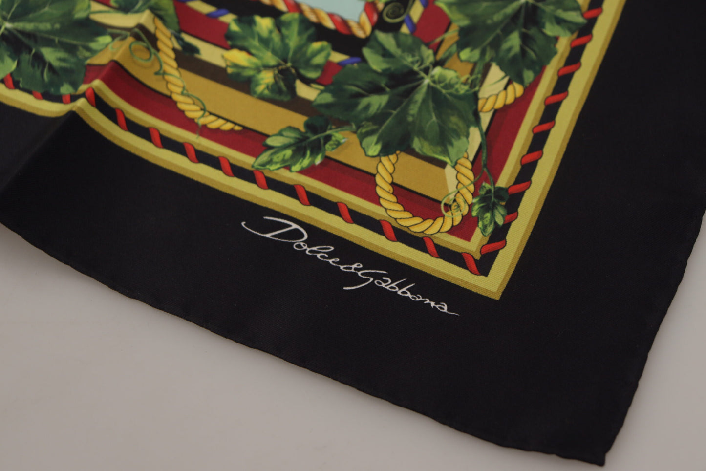 Elegant Silk Square Scarf with Vegetable Print