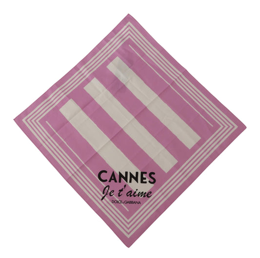 Chic Pink Striped Cotton Square Scarf