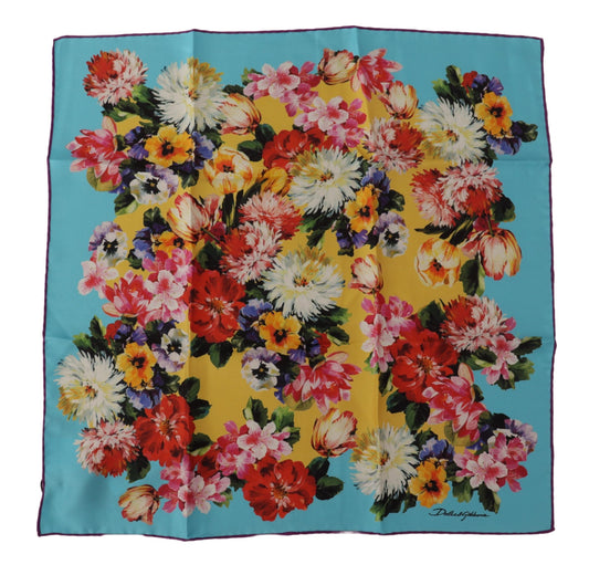 Elegant Multicolor Floral Silk Scarf