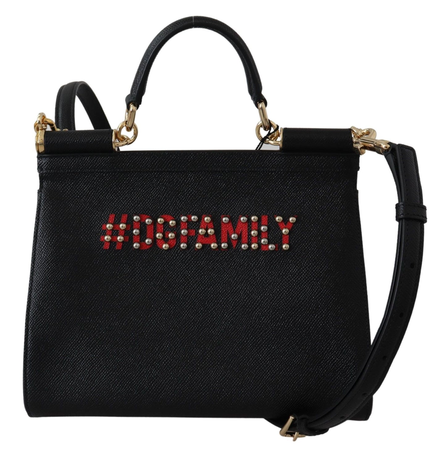 Black Leather #dgfamily Borse Satchel Handbag Purse SICILY Bag