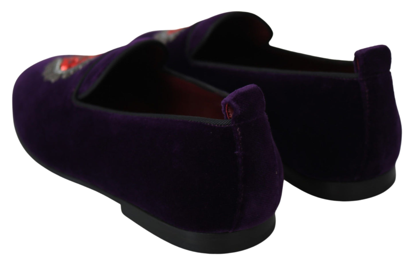 Enchanted Heart Embroidered Velvet Loafers