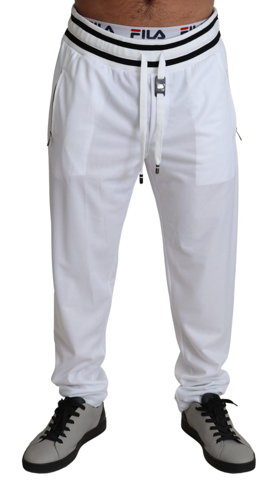 Elegant White Jogging Pants with Logo Patch