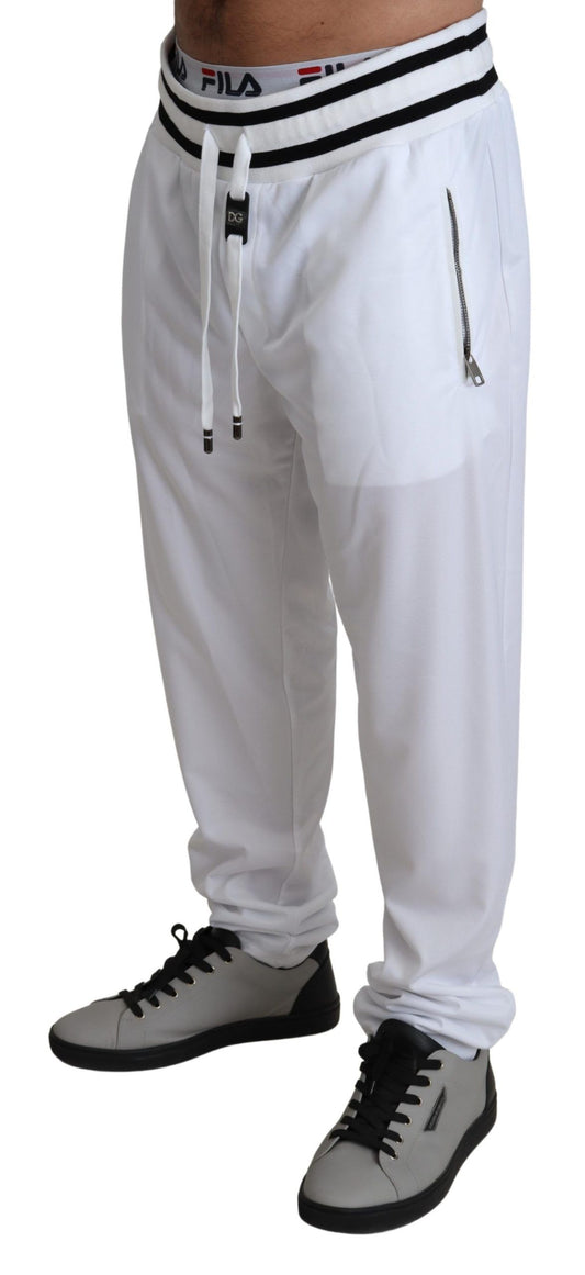 Elegant White Jogging Pants with Logo Patch