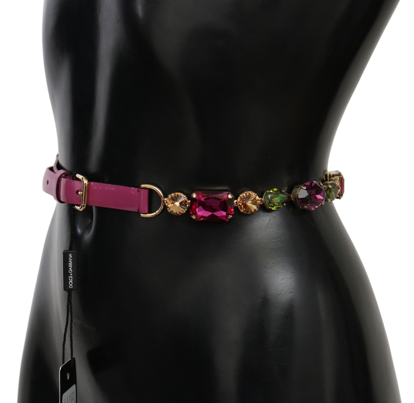 Elegant Pink Leather Crystal Belt