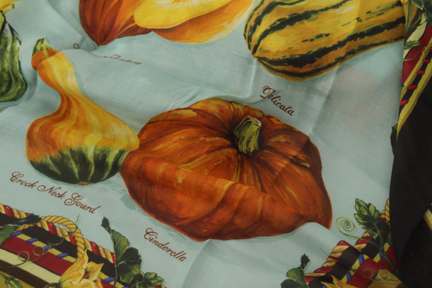 Vegetable Print Silk Blend Scarf