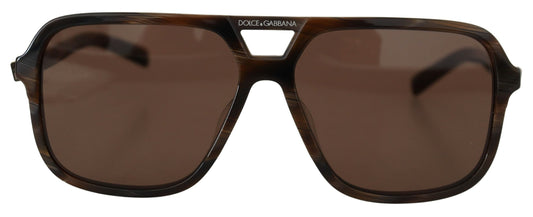 Elegant Unisex Brown Acetate Sunglasses