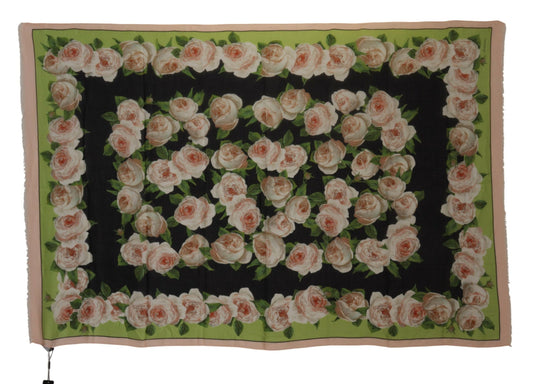 Elegant Floral Print Silk Blend Scarf