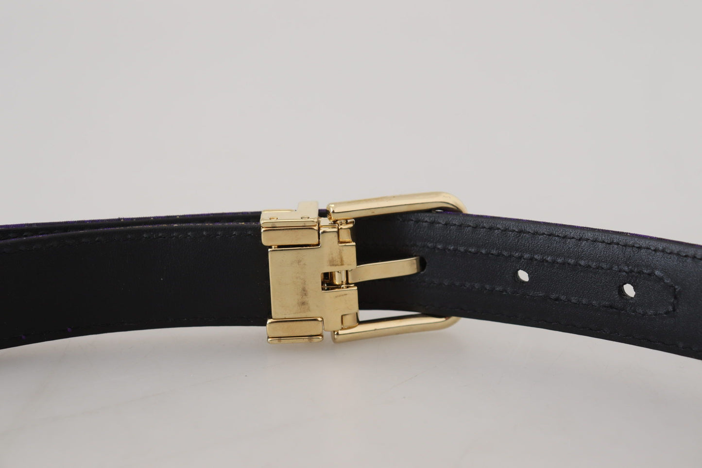 Elegant Purple Jacquard Leather Belt