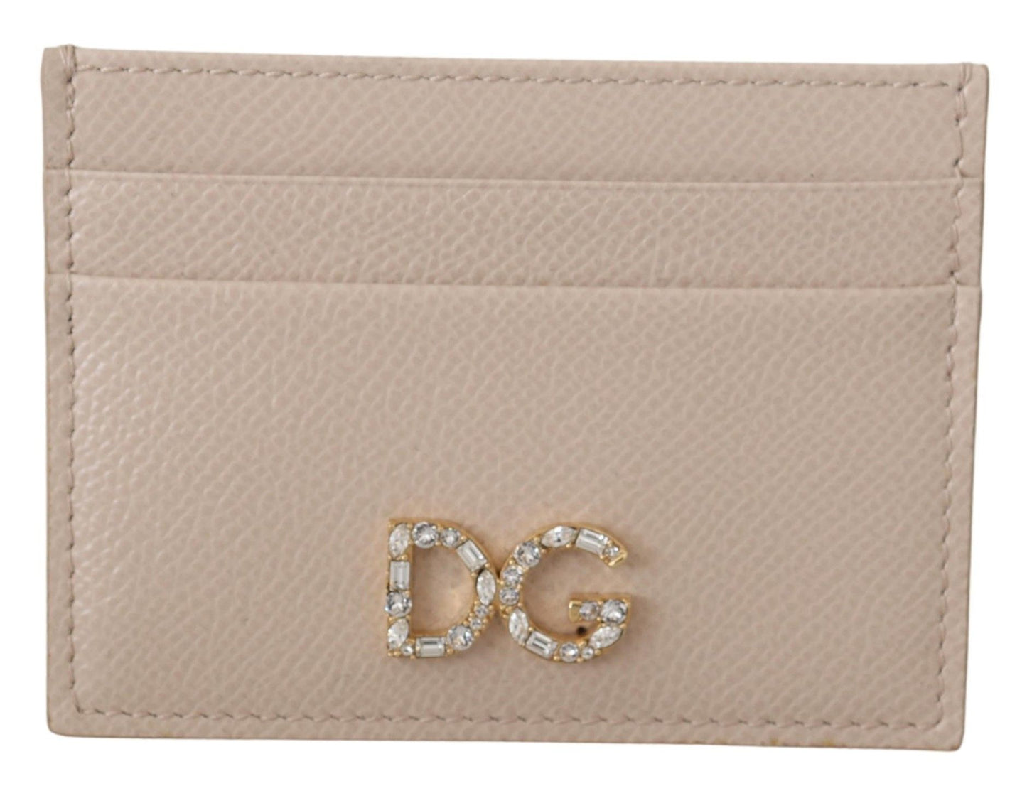 Beige Dauphine Leather Jewel DG Logo Wallet