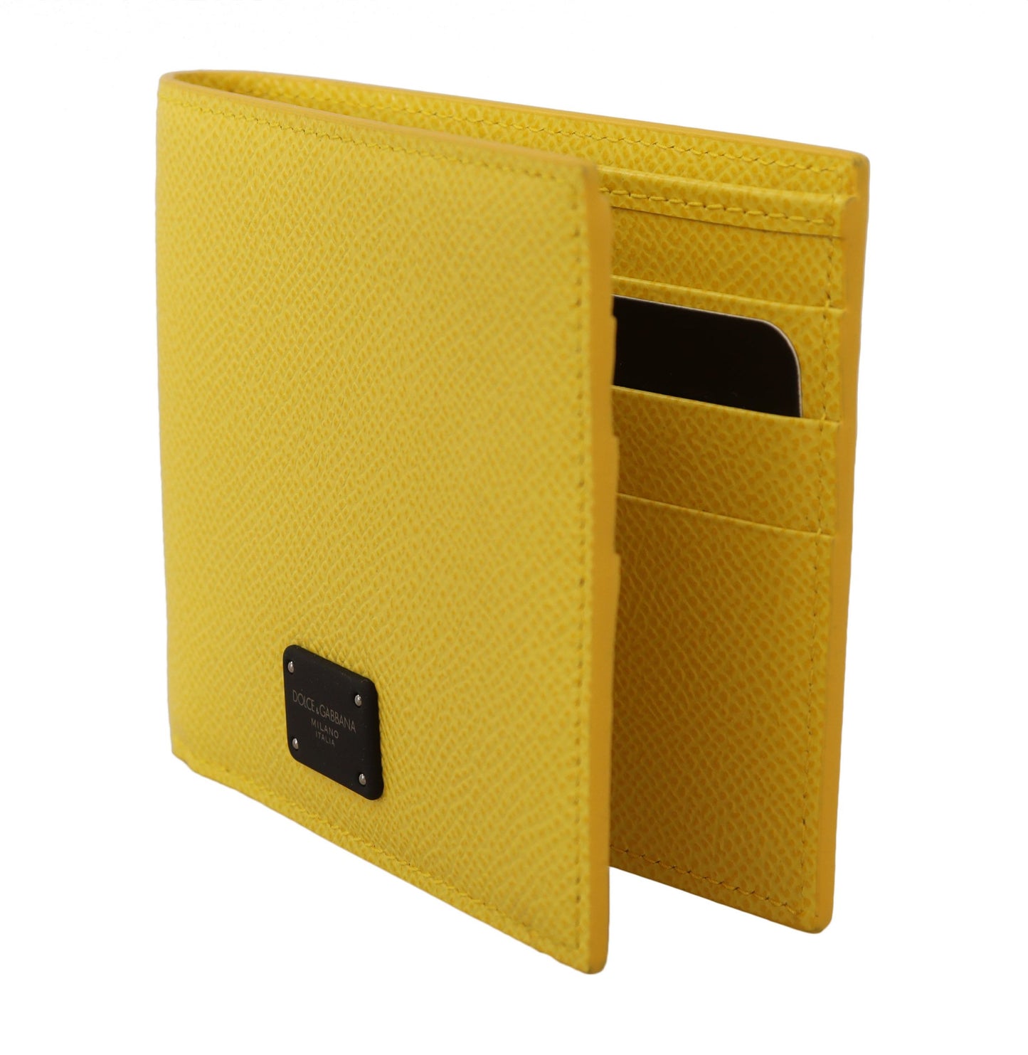 Elegant Yellow Leather Bi-Fold Wallet