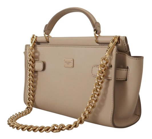 Elegant Beige Sicily Leather Shoulder Bag