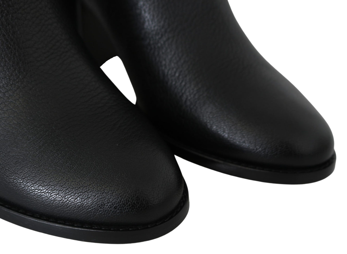 Elegant Black Leather Heeled Boots