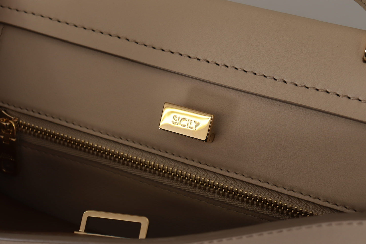 Elegant Beige Sicily Leather Shoulder Bag