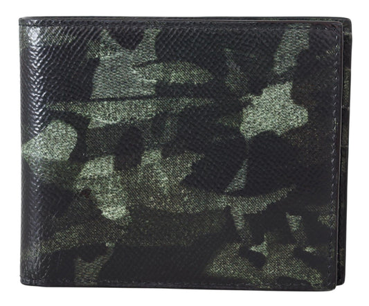 Camouflage Leather Bifold Wallet in Green