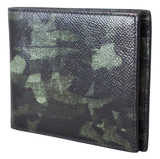 Camouflage Leather Bifold Wallet in Green