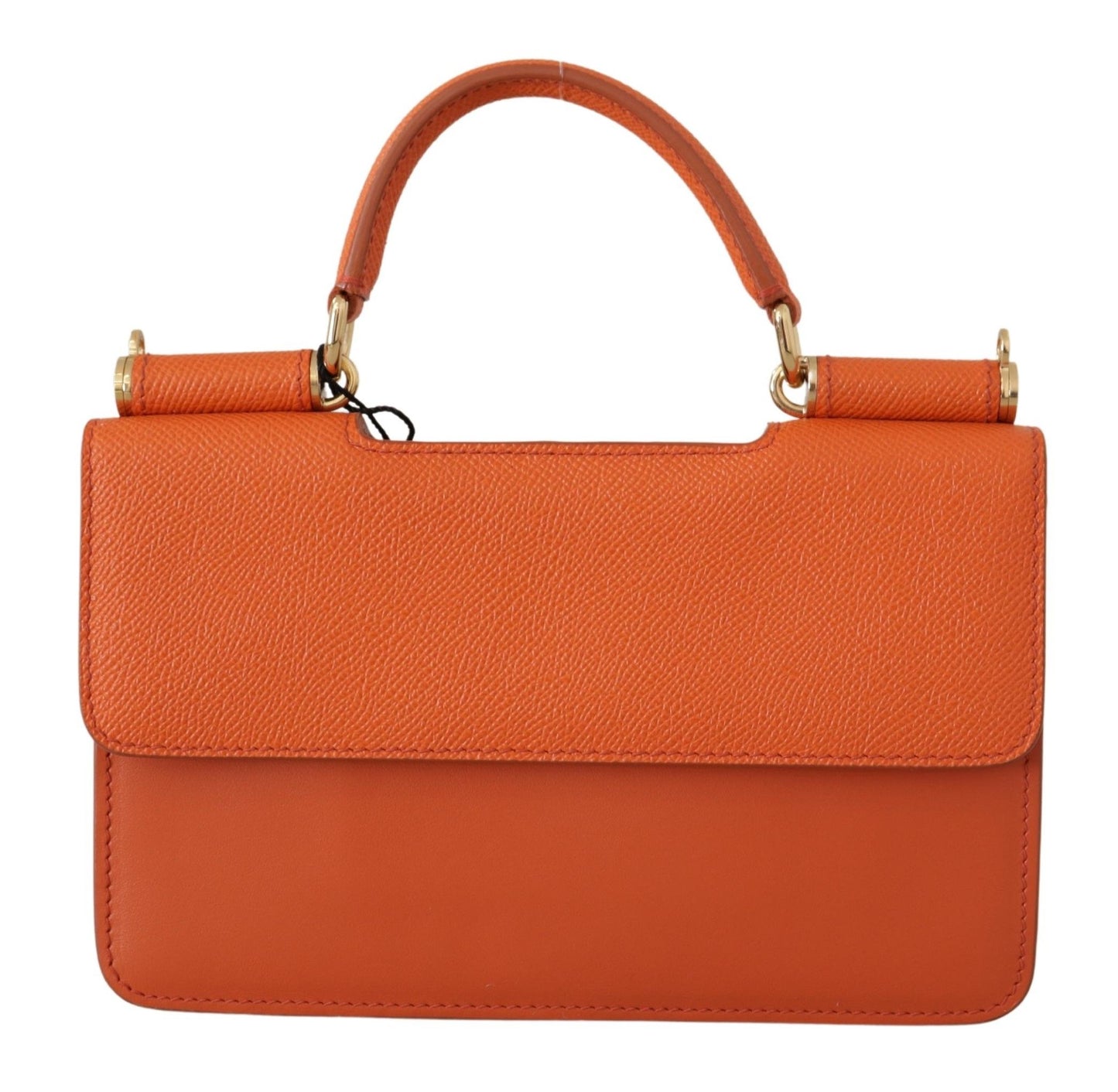 Exquisite Orange Leather Clutch with Gold Accents