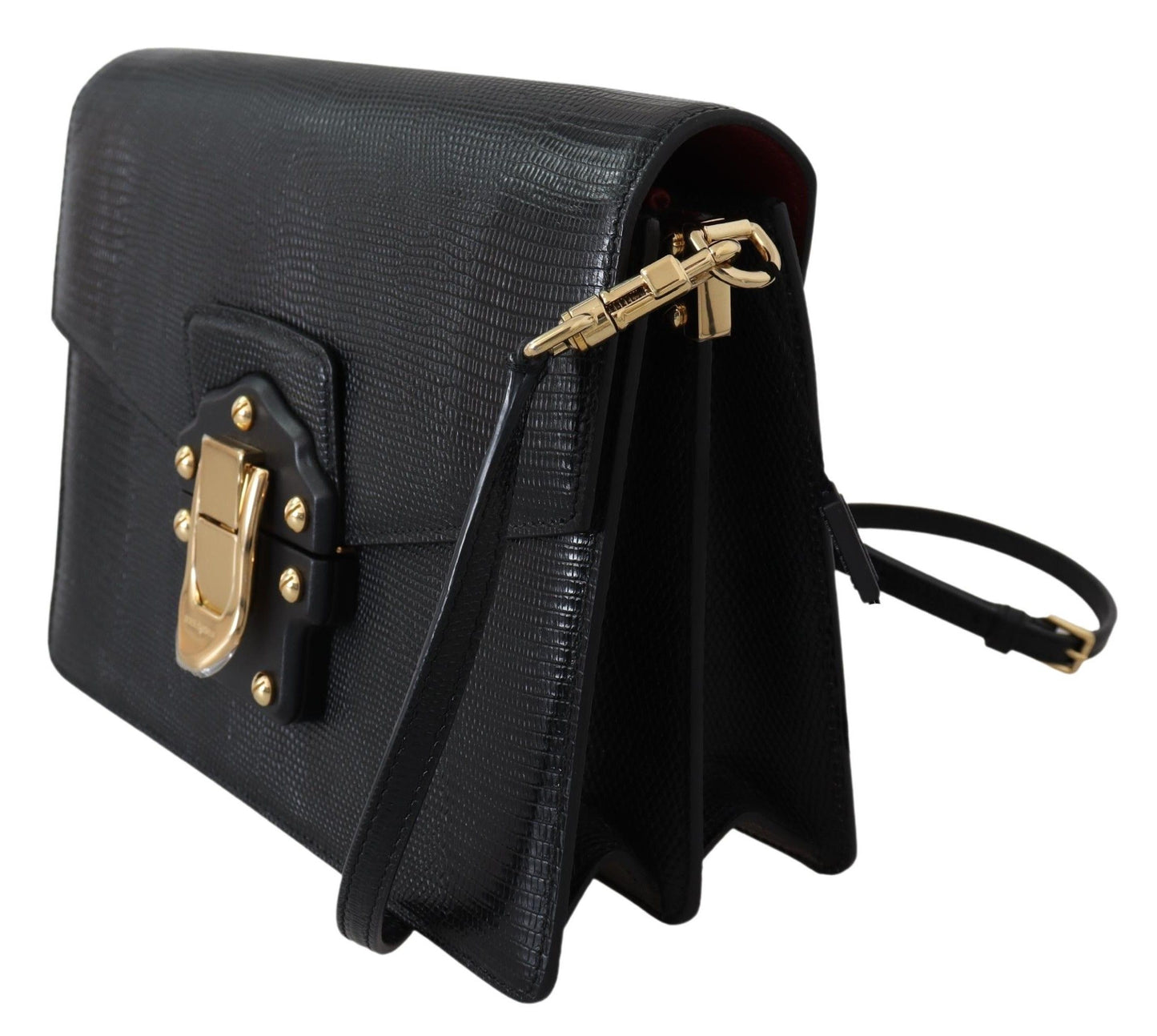 Elegant Black Leather Lucia Shoulder Bag