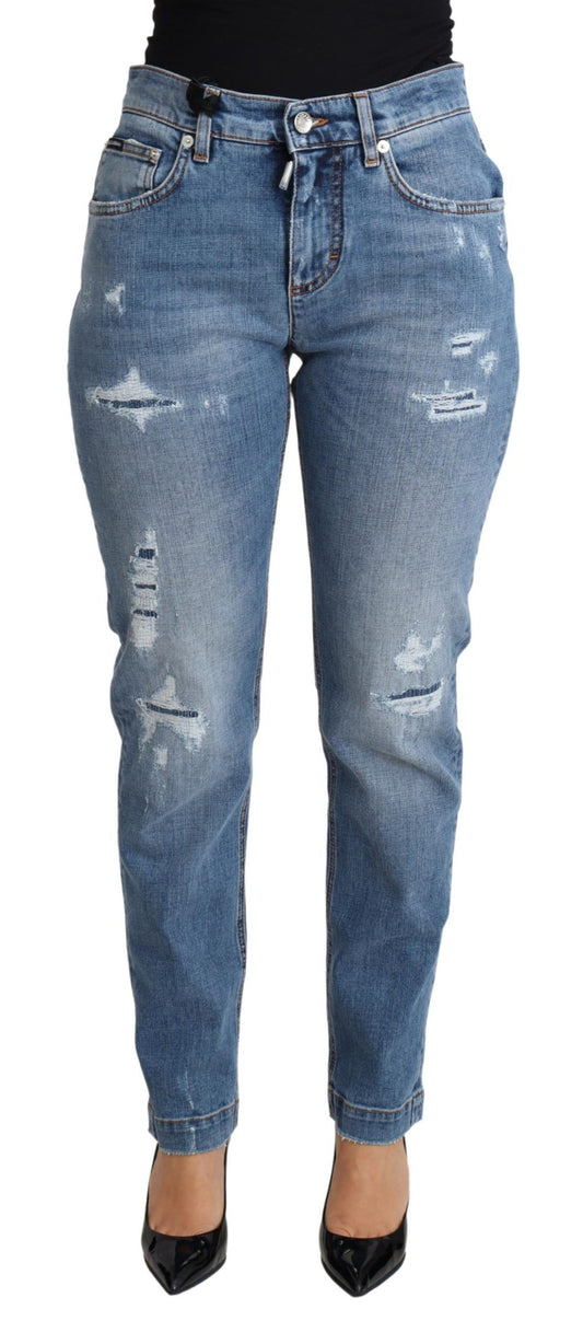 Chic High-Waisted Tattered Skinny Jeans