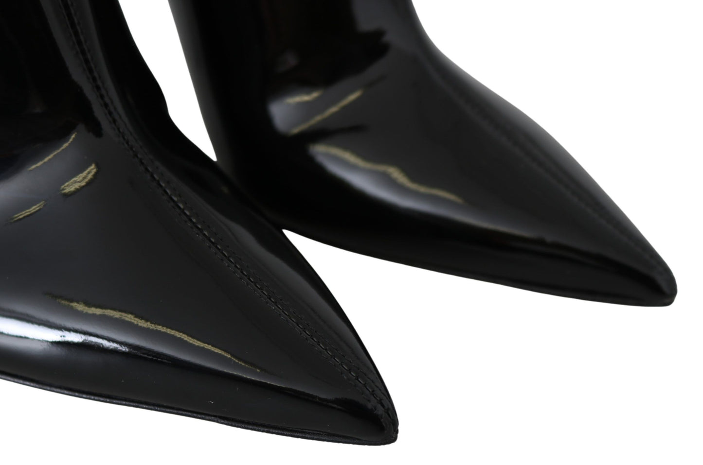 Elegant Black Patent Heeled Boots