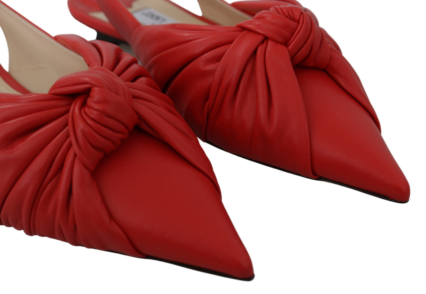 Chic Red Pointed Toe Leather Flats