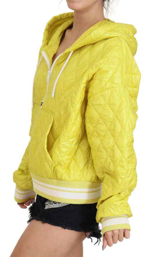 Elegant Yellow Hooded Jacket