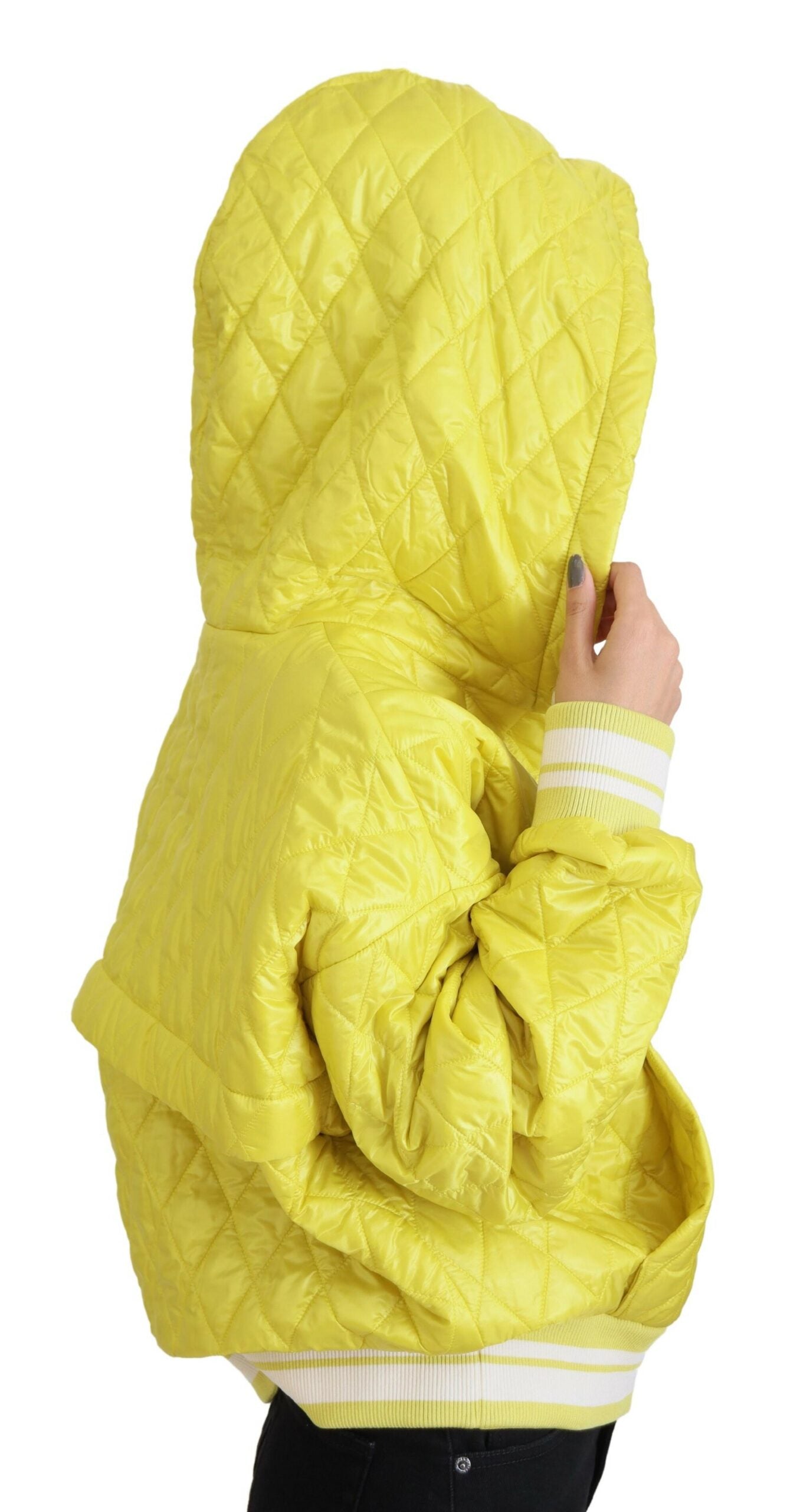Elegant Yellow Hooded Jacket