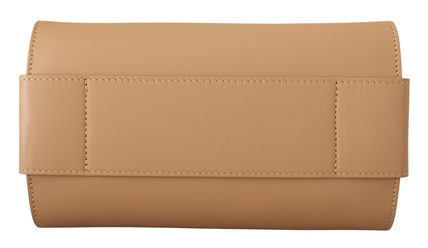 Elegant Beige Leather Shoulder Bag