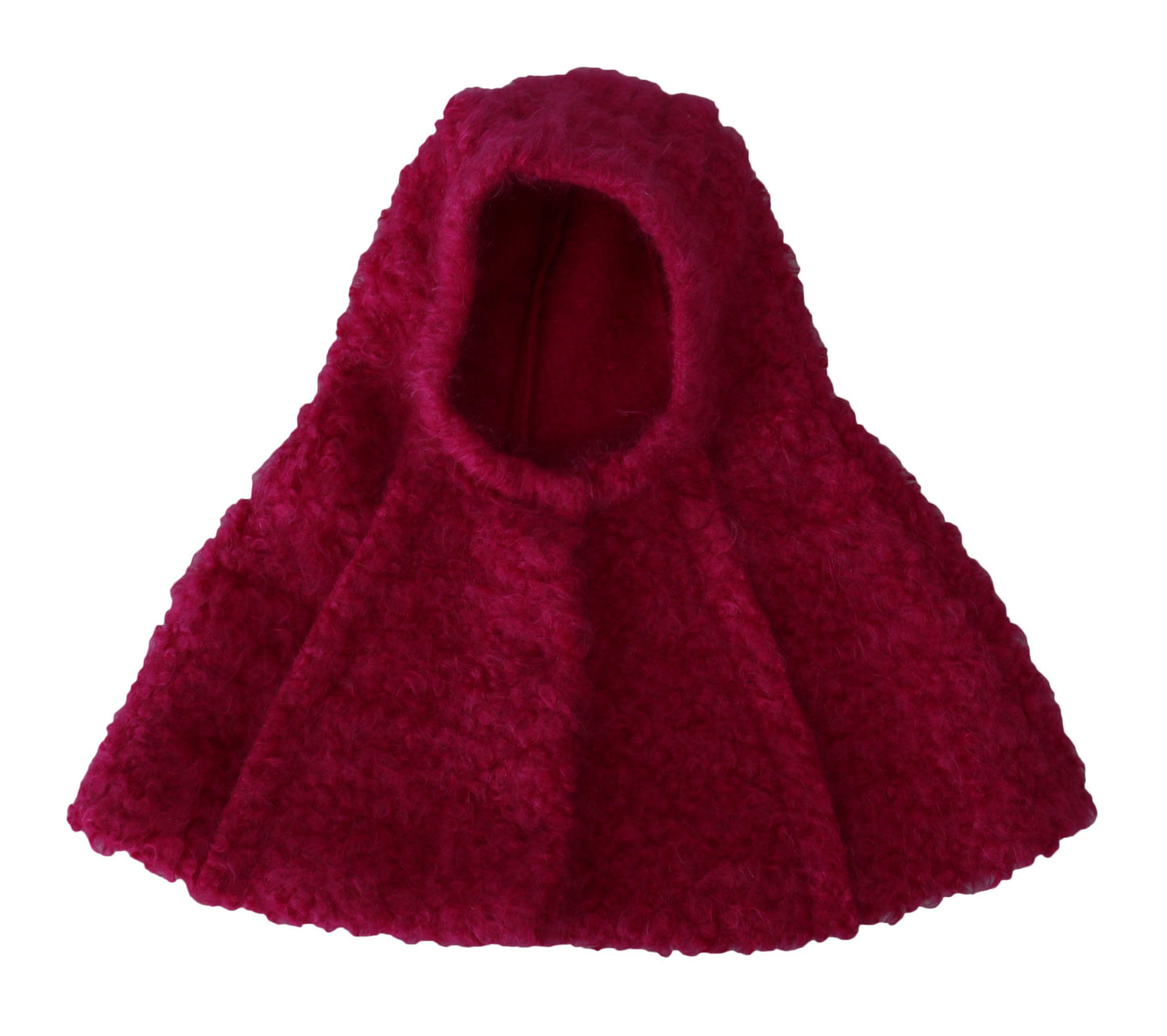 Pink Mohair Shearling Wool Hat Hooded Scarf