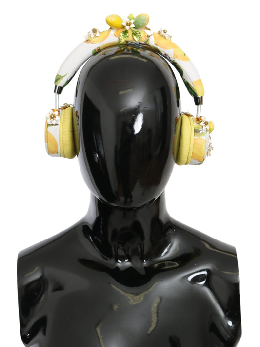 Glamorous Gold-Embellished Leather Headphones