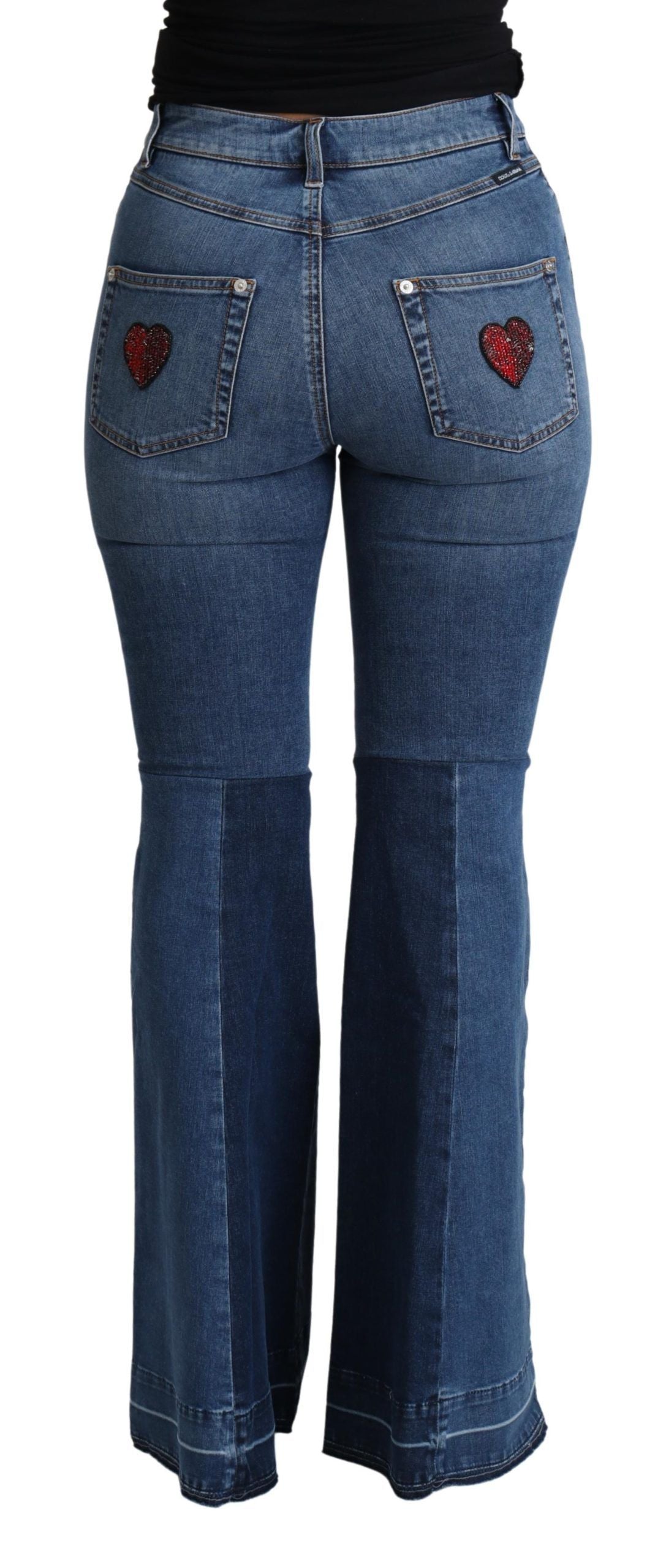 Elegant Boot Cut Denim Jeans with Amore Patch