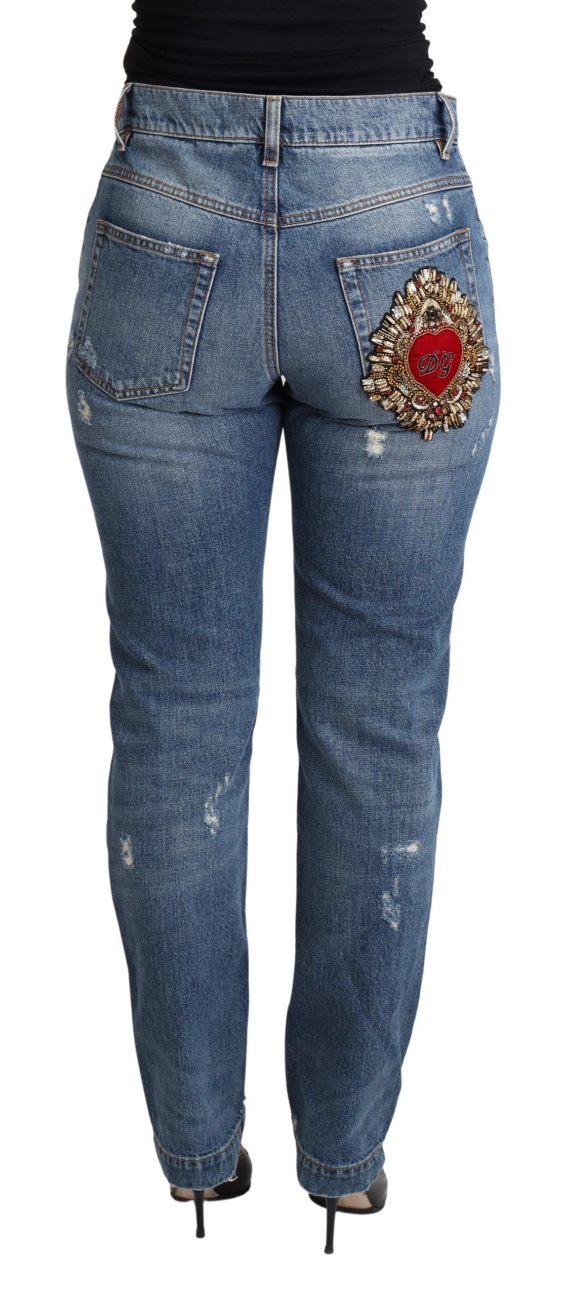 Chic Heart Patch Skinny Denim Jeans
