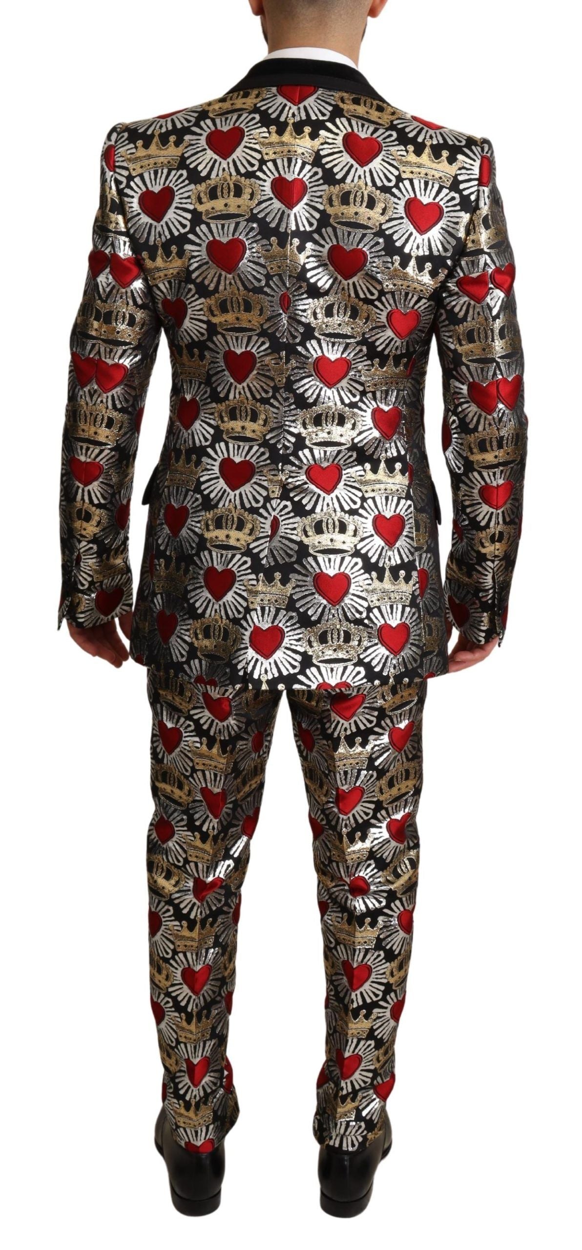 Regal Heart Print Three-Piece Suit