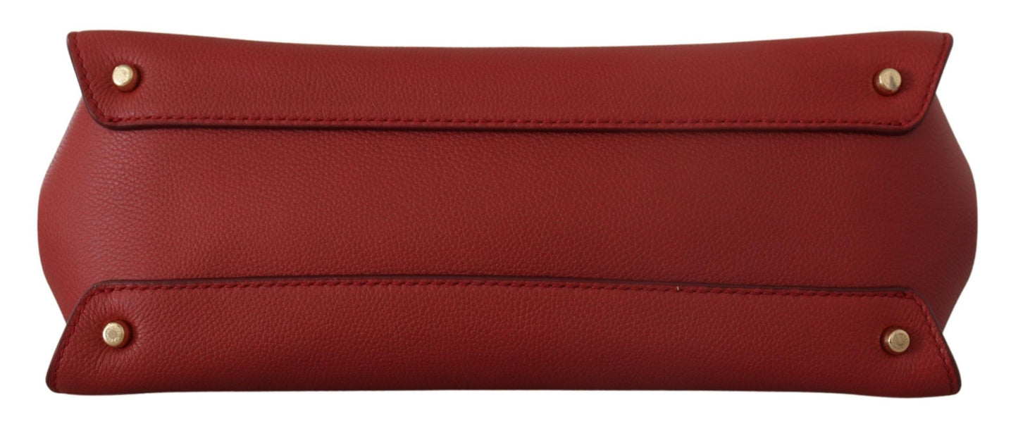 Chic Red Leather Sicily Shoulder Bag